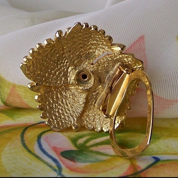 Vintage LIEBA USA GOLD TONE Scarf Dress CLIP FLOWER floral - Picture 12 of 12